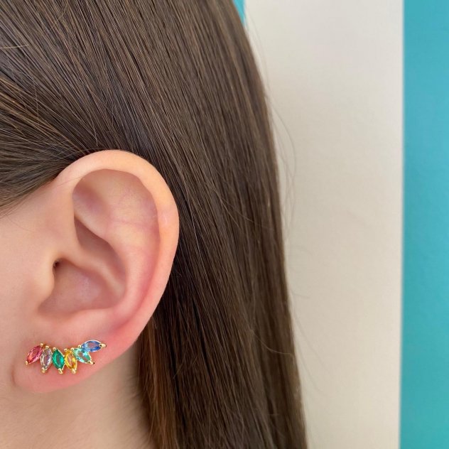Brinco Ear Cuff Navetes Lateral Colors Ouro