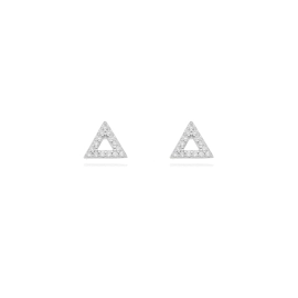 Brinco Mini Triângulo Vazado com Zircônias Prata